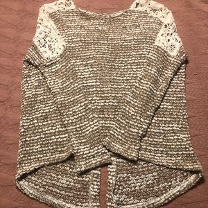 Altar’d State Brown Cream Small Oversized Sweater Womens